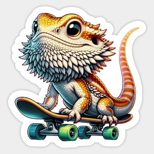 Bearded Dragon Skateboarding Sticker